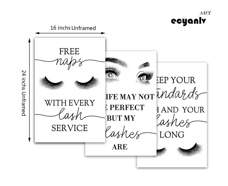 Ecyanlv Beauty Salon Wall Decor Eyelashes Guide Poster Makeup Wall Art Decor Esthetician Gift Canvas Print Lash Bundle Fashion Wall Art Modern Artwork for Teen Girls Room 16x24x3 inch No Frame - Image 5